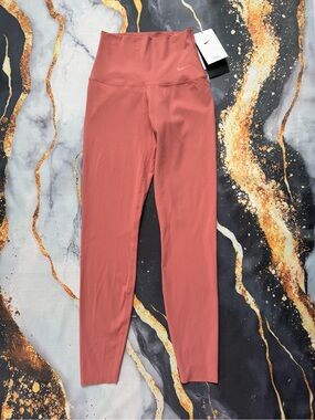 Nike Zenvy Dri-FIT Leggings Women’s XS Pink Ribbed High Rise 7/8 Yoga Gym